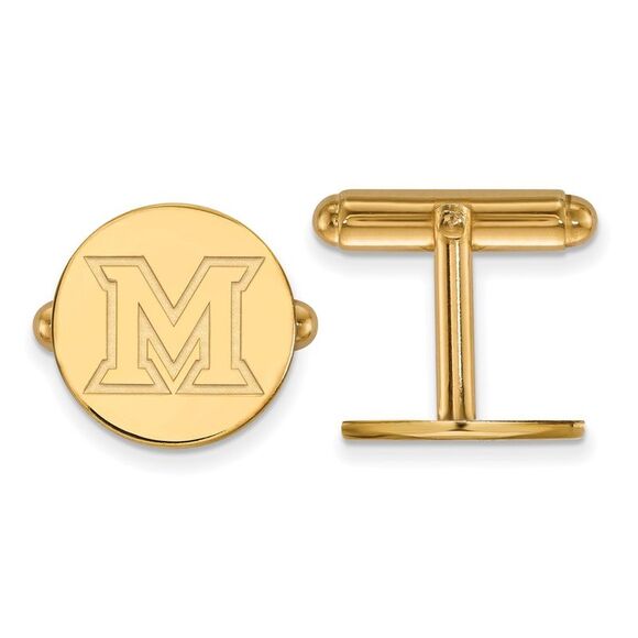 14k Gold Plated Silver Miami University Cuff Links